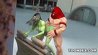 3D Juggernaut fucks the super sexy She-Hulk