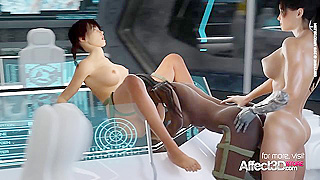 Incumming Transmission - 3D Scifi Futanari Animation interracial threesome