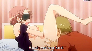 Cute anime teen with a hairy pussy gets a public blowjob