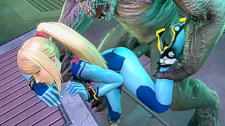 Samus Aran from Metroid fucks all kinds of monster cocks - 3D HMV