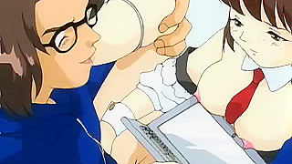 Schoolgirl in maid outfit gets trapped under desk and dirty professor fucks her