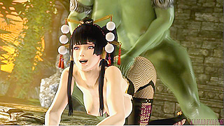 Orc Lust - Nyotengu shoves a big orc futanari cock in her mouth