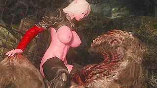 Red Elf Teases Beast with Footjob, Then Spreads Pussy for Massive Cock Action
