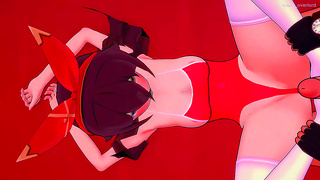 Hentai Amber in Swimsuit Gives Seductive FootJob Fantasy