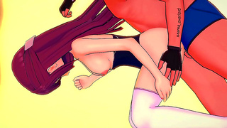 Purple-Haired Sorceress Fern Ditches Swimsuit for Hot 3D Anime Sex Scene