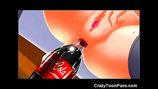 Teen Toon Babe Plays With Bottle Dildo for Anal Orgasm Fun