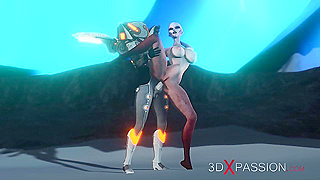 Female alien gets fucked hard by futanari sci-fi explorer in exoskeleton