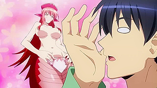 Busty hentai serpent lady has her way with a teen in his bedroom