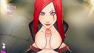 Katarina Titfuck - Busty redhead boobjob and cum facial