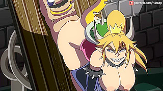 Bowsette ties up Mario and fucks his big cartoon dick