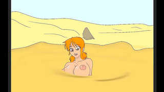 Nami Stuck in Muddy Quicksand for Wet and Messy Hentai Fun