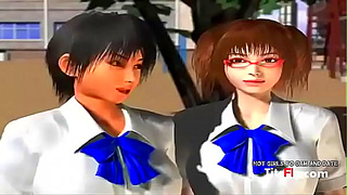 3D Anime Schoolgirls Enjoy Intense Session With GAME Character