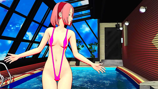 Hot Sakura Haruno Dances Seductively in Anime Hentai Action