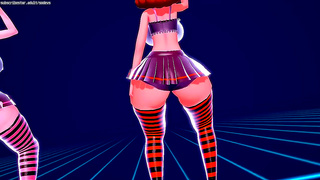 Horny Princesses Strip for Chocolate Cream Fun in Hentai MMD Fantasy