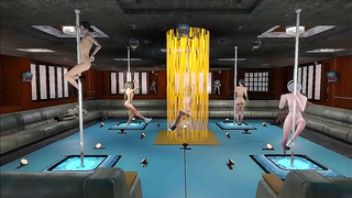 Sexy Anime Girls Pole Dance Seductively in Fallout 4 Style Hentai Scene