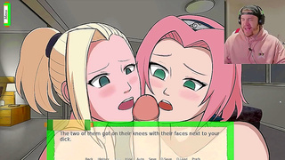 Sakura & Ino Enjoy Threesome Fun With Doggy Style Action & Blowjob Feast