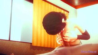 Sarada Gives Uncensored Naruto Blowjob & Pussy Creampie POV