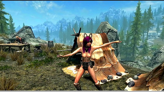 Bare-Breasted ErikasV2 Dances Seductively in Summer-Time Skyrim Animation
