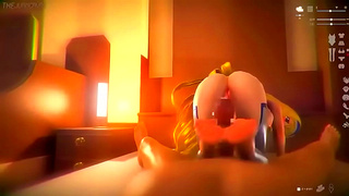 Redhead Devil's Mistress Rides Dildo Till Ass Pops Milk in Anime Glory Orgasm Fantasia