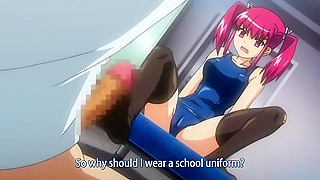 Petite hentai schoolgirl uses her foot to make a guy climax - compilation