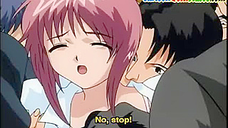 Anime teenie gets gangbanged on public train by dirty perverts