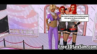 Two sexy 3D cartoon lesbian honeys going at it