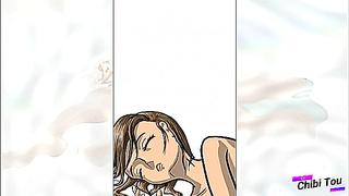 Girl lying down on clouds draw'like anime hentai