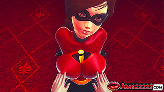 Helen Parr The Incredibles Gets an Orgasm from Breast Play and Cunnilingus - Fingering