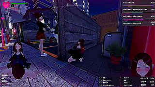 [Play video 009] A futanari with a penis in a swimsuit goes wild at a laundromat in the