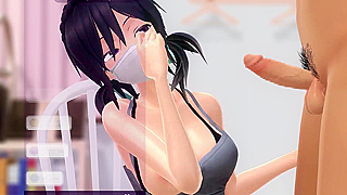 Hentai slut gives amazing oral while watching cartoons