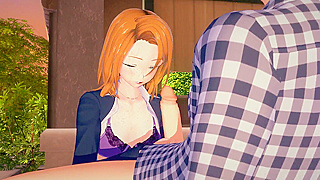 Hot teen's perky tits teased by cock beside the sparkling l water