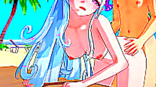 Wet Beach Fuck Busty Anime Goddess Gets Big Dick Creampie Orgasm